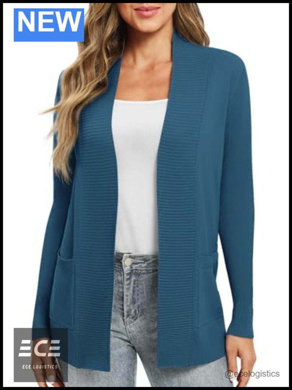 Lightweight Open Front Cardigan Sweater with Pockets Long Sleeve